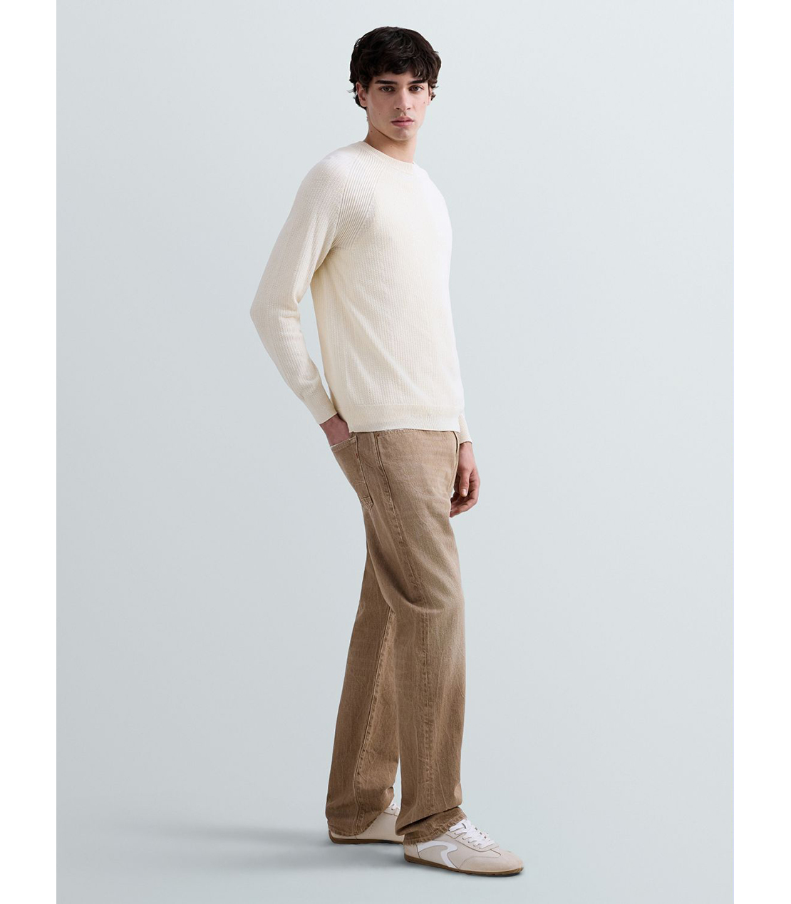 コットンリブニットクルーネックセーター 詳細画像 アイボリー 4